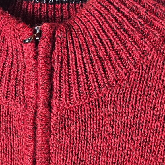 Men's Comfy, Chaps Red Half-Zip Sweater Medium Cotton Poly Blend Warm Winter Kni - Picture 3 of 16